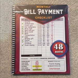 Monthly Bill Payment Checklist Organizer - Red and Black